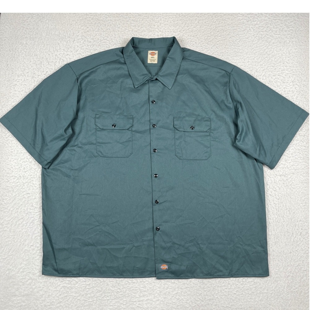 Dickies Work Shirt Mens 4XL Teal Short Sleeve Button‎ Up Utility Workwear 25060